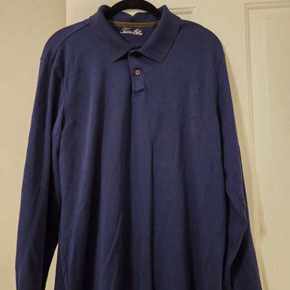 Mens Taso Ella Size Medium Long Sleeved Blue Polo - Picture 2 of 6